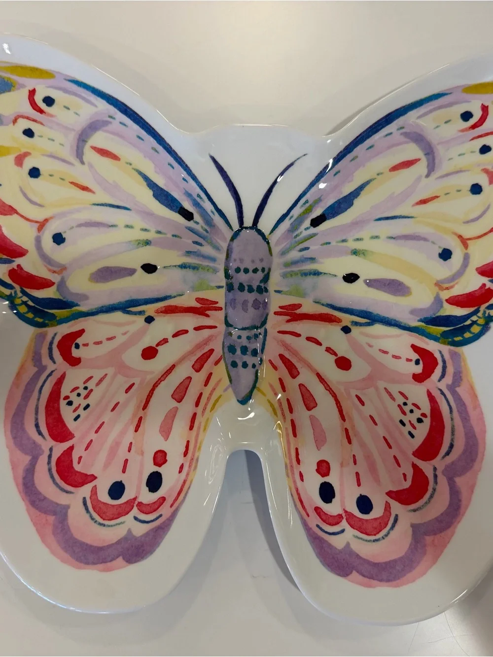 Decorative Butterfly Ceramic Serving Plate - Multicolor